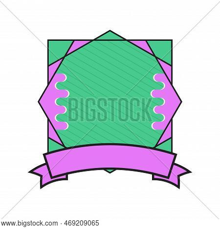 Blank Badge Shape Template In Flat Modern Liquid Style. Good For Anniversary Logo Templates. Wedding
