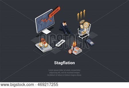 Stagflation, Unemployment, Bankruptcy, Unpaid Loans And Mass Dismissal. Man Lost Capital. Economic P