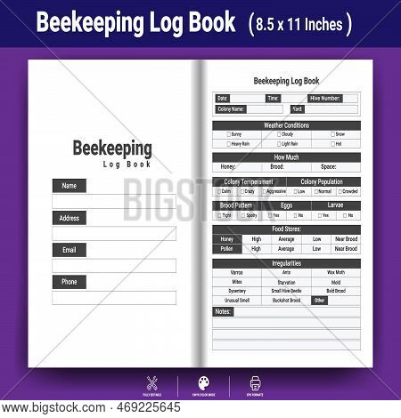 Beekeeping Log Book Design , Journal Customizable Interior, Low-content Book, Printable Organizer, P