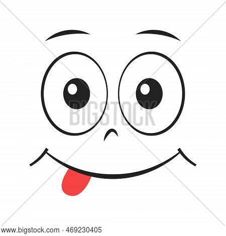 Cartoon Savouring Food Face Vector Illustration On White Background
