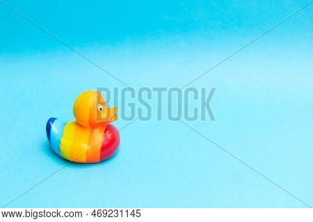 Rubber Duck In Rainbow Color, Lbgt Concept Background