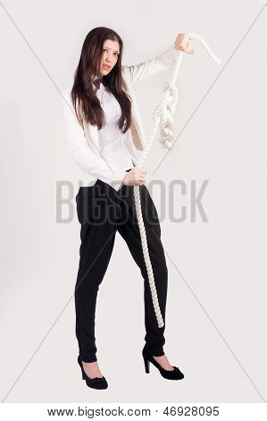 business woman with knot of 