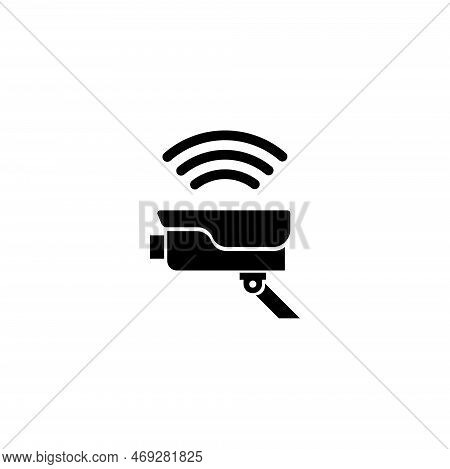 Fixed Cctv, Surveillance Security Camera. Flat Vector Icon Illustration. Simple Black Symbol On Whit