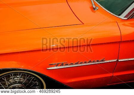June, 26, 2022. Old Town, Kissimmee, Florida, Usa, Close Up Of Front Wing, Hood, Wheel Tire, With Th