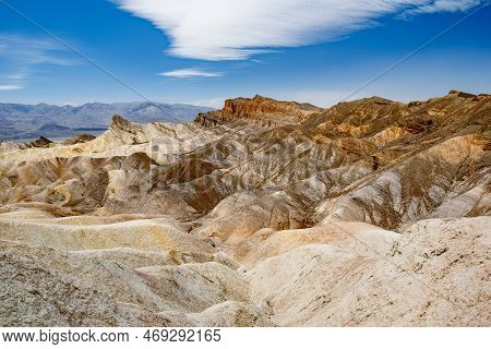 Stunning View Of Famous Zabriskie Point In Death Valley National Park, California, Usa