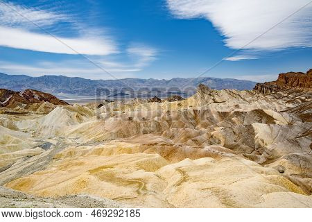 Stunning View Of Famous Zabriskie Point In Death Valley National Park, California, Usa