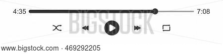 Mediaplayer Progress Loading Bar With Time Slider. Play, Shuffle, Repeat, Rewind And Fast Forward Bu