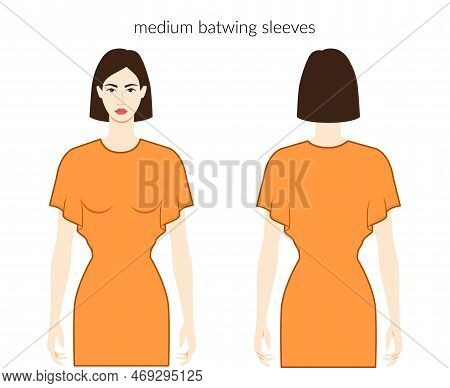 Batwing Sleeves Medium Length Clothes Character Beautiful Lady In Orange Top, Shirt, Dress Technical