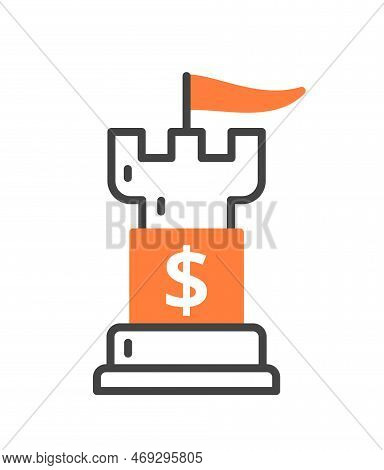 Rook With Dollar Icon. Crisis Proof Company Or Organization. Financial Literacy And Diversification,