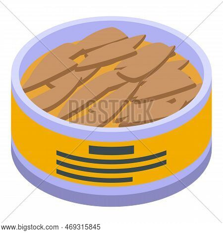 Seafood Tin Can Icon Isometric Vector. Fish Herring. Dry Food