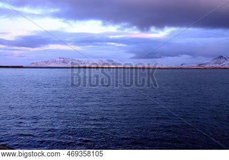 Faxafloi Harbor Reykjavik Iceland In The Middle Of December
