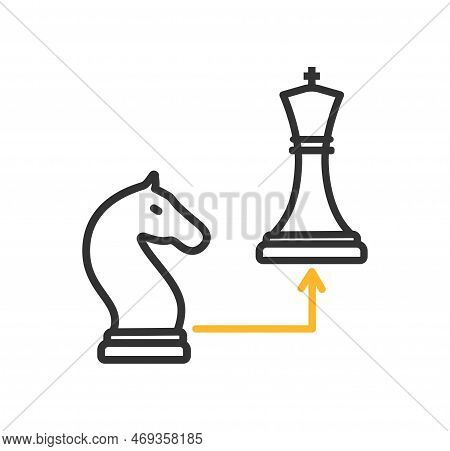 Chess Knight Move Color Icon. Grandmaster And Chess Player Makes Move. Infographics And Educational 