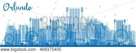 Outline Orlando Skyline With Blue Buildings. Vector Illustration. Business Travel And Tourism Concep