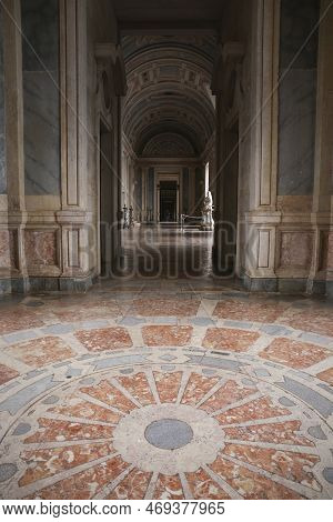 Mafra, Lisbon, Portugal- January 17, 2023: Beautiful Floor Of The Palace-convent And Royal Building 