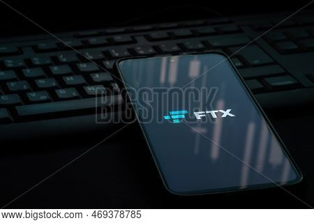 Ljubljana, Slovenia - 21 January 2023: Ftx Crypto Exchange Logo On Smartphone Screen Laying On Compu