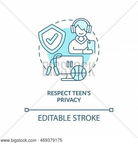 Respect Teen Privacy Turquoise Concept Icon. Promoting Self Esteem In Adolescent Abstract Idea Thin 