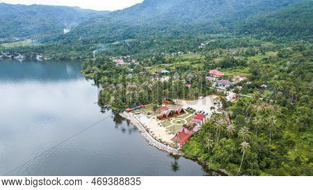 Aerial View Of Danau Singkarak. Singkarak Lake Is One Of The Beautiful Lake Located In West Sumatera