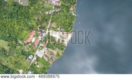 Aerial View Of Danau Singkarak. Singkarak Lake Is One Of The Beautiful Lake Located In West Sumatera