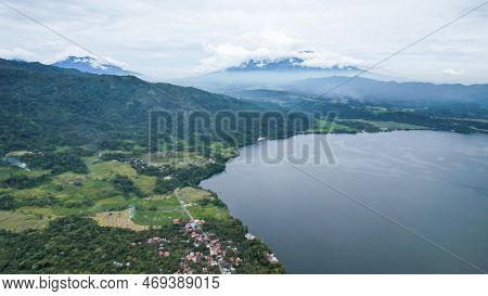 Aerial View Of Danau Singkarak. Singkarak Lake Is One Of The Beautiful Lake Located In West Sumatera