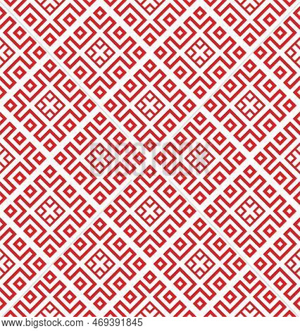 Vector Seamless Red Belarusian National Ornament. Endless
Pattern Of Slavic Peoples, Russians, Ukrai