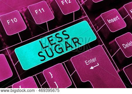 Conceptual Display Less Sugar. Word Written On Lower Volume Of Sweetness In Any Food Or Drink That W