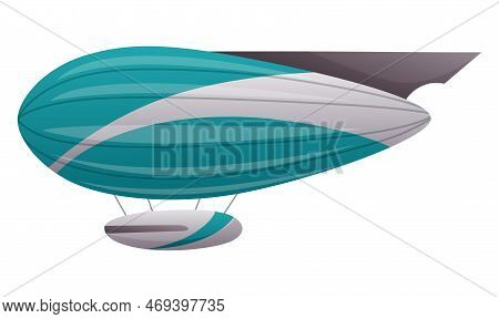 Zeppelin Passenger Airship. Bright Colored Cigar Shaped Balloon Or Retro Zeppelin With Stripes Cabin