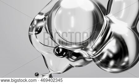 3d Render Motion Design Wallpaper Animation Business Presentation Monochrome Grey White Metaball Gra