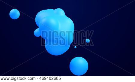 Metaverse 3d Abstract Background With Droplets Blue Metaball Molten Wax Merge Fly Drops Liquid Bio B