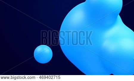 Metaverse 3d Abstract Background With Droplets Blue Metaball Molten Wax Merge Fly Drops Liquid Bio B