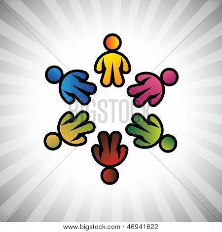 Graphique de vecteur de concept-colorés enfants ou enfants Icons(symbols) en cercle