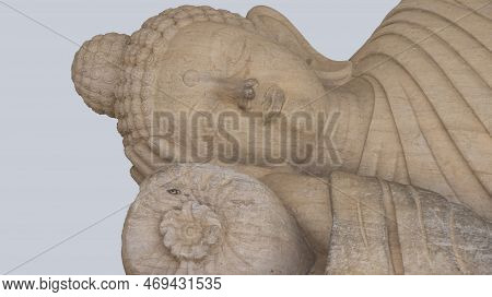 Statue Of Sleeping Buddha At Shanti Sthupa, Dhauligiri, Bhubaneswar