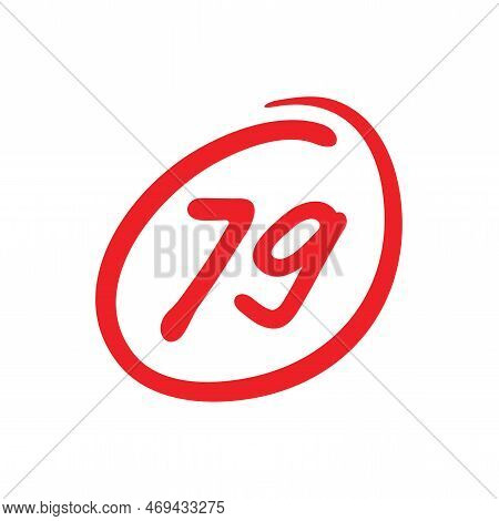 79 Points Exam Score, Seventy Nine Points Grade Results, Vector Illustration