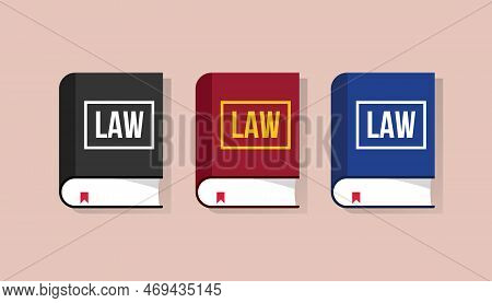 Law Books Collection With Flat Style And Various Color Vector Illustration