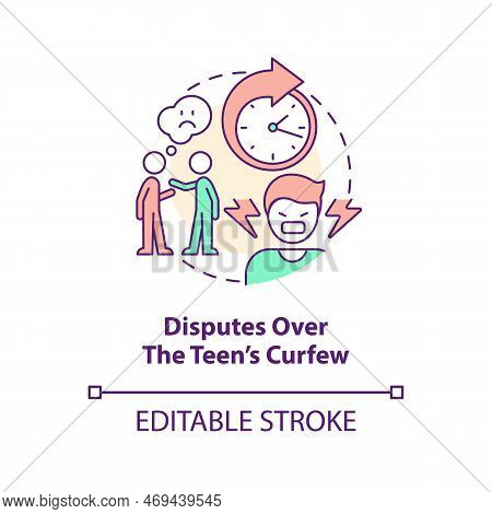Disputes Over Teen Curfew Concept Icon. Safety Rules. Parent Child Conflict Area Abstract Idea Thin 