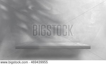 Wall Gray Cement Texture Background With Light And Shadow Of Leaves,backdrop 3d Display Studio Room,