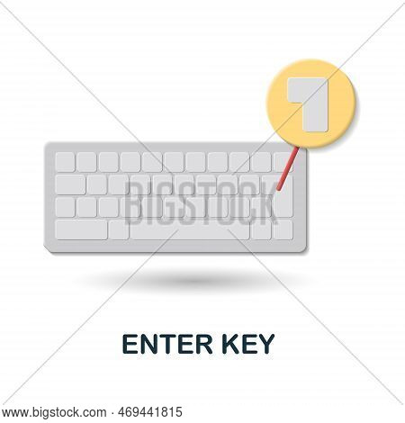 Enter Key Icon. 3d Illustration From Security Collection. Creative Enter Key 3d Icon For Web Design,