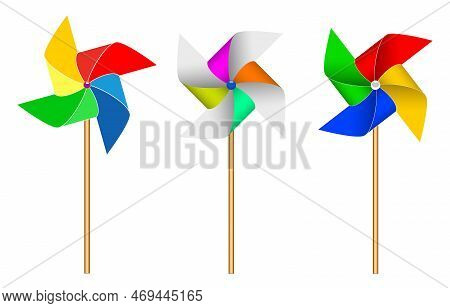 Detailed Windmill Toy Realistic Isolated On White Background