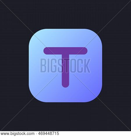 Text Overlay Flat Gradient Fill Ui Icon For Dark Theme. Adding Caption To Video. Footage Editing Too