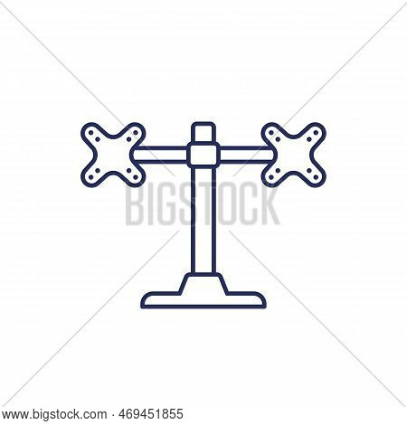 Monitor Stand With Two Mounts Line Icon On White
