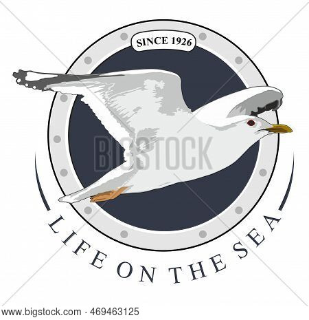 A Seagull That Flies, Below Or A Dark Oblo With A Date Inserted In A Label, At The Bottom The Writin