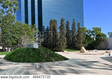 Costa Mesa, California - 24 Jan 2023: The Noguchi Garden, A Compact, Minimalist Sculpture Garden Int