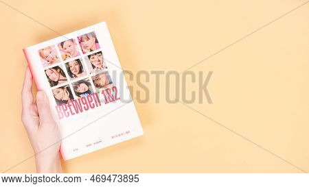 Hands Holding Twice Between 1 And 2 Mini Album Box Set On Yellow. Music Cd. South Korean Girl Group