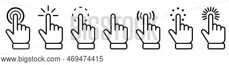 Set Of Hand Pointer Symbol Vector.clicking Cursor, Pointing Hand Clicks Icons.clicking Finger. Hand 