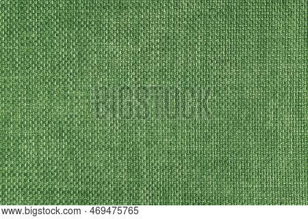 Jacquard Woven Upholstery, Light Green Coarse Fabric Texture. Textile Background, Furniture Textile 