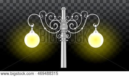 Street Light Vintage Realistic Isolated On White
