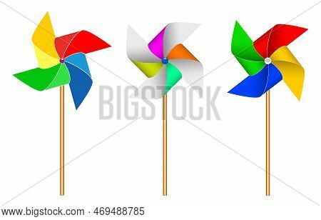 Detailed Windmill Toy Realistic Isolated On White Background