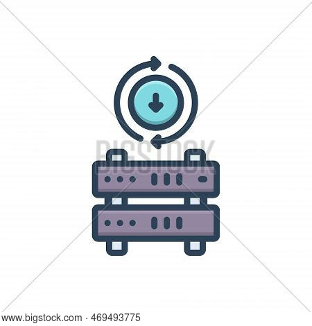 Color Illustration Icon For Backup Support Resever Server Center Database