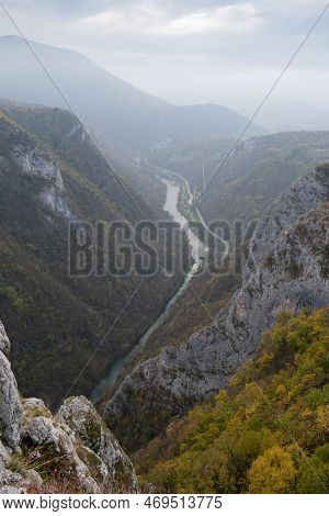 Mountain View To Vrbas River Near Banja Luka, Tijesno Canyon Between Manjaca And Cemernica Mountains