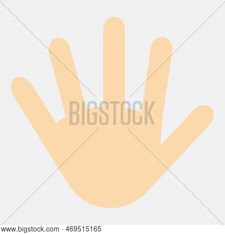 Raised Hand With Open Palm. Fingers Outstretched. Isolated Handbreadth With Number Five. Close-up Th