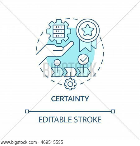 Certainty Turquoise Concept Icon. Perform Data Handling Steps. Ict Literacy Level Abstract Idea Thin